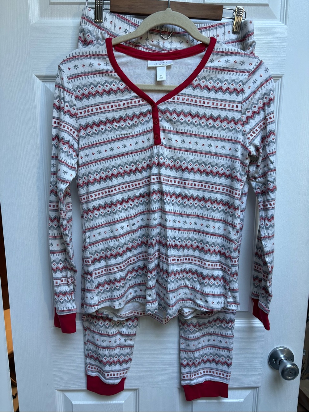 LC Lauren Conrad Red and White Fair Isle Kids Pajama Set
